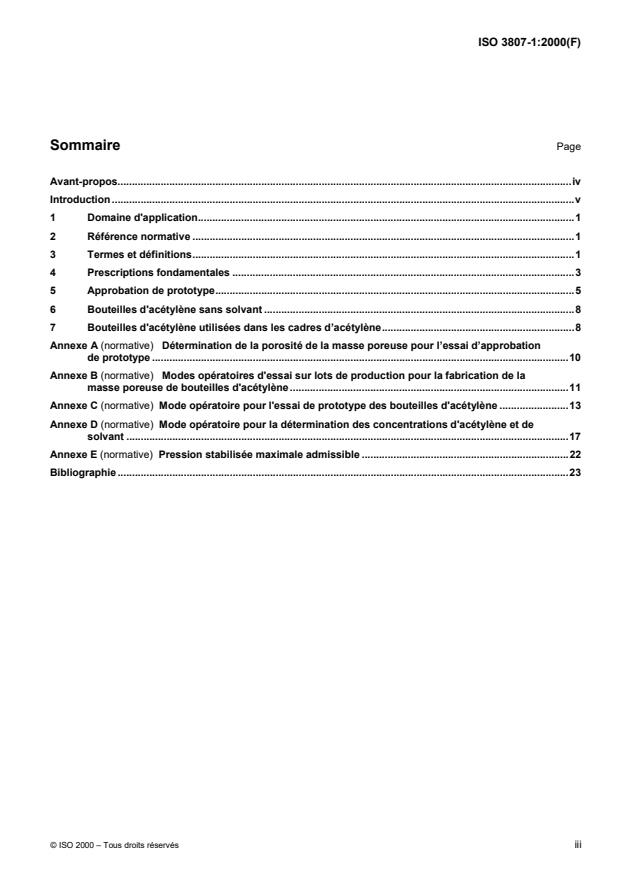 ISO 3807-1:2000 - Bouteilles d'acétylene  -- Prescriptions fondamentales