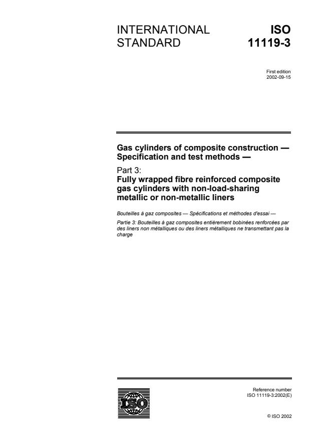 ISO 11119-3:2002 - Gas cylinders of composite construction -- Specification and test methods