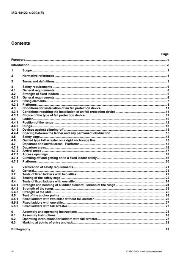 ISO 14122-4:2004 ISO 14122-4:2004 - Safety of machinery -- Permanent means of access to machinery - Page 4 preview