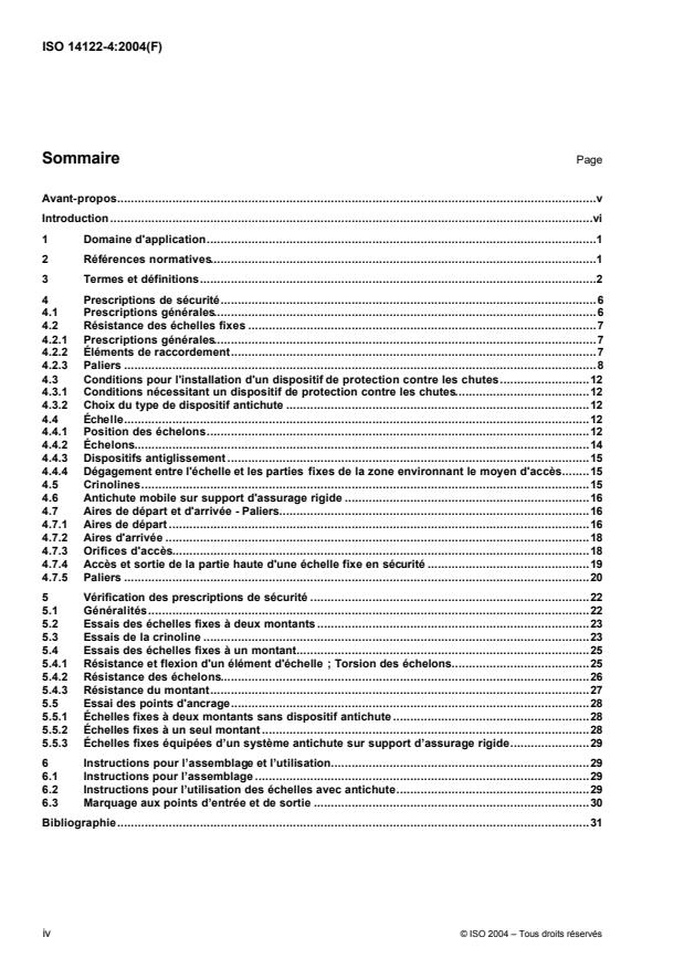 ISO 14122-4:2004 ISO 14122-4:2004 - Sécurité des machines -- Moyens d'acces permanents aux machines - Page 4 preview