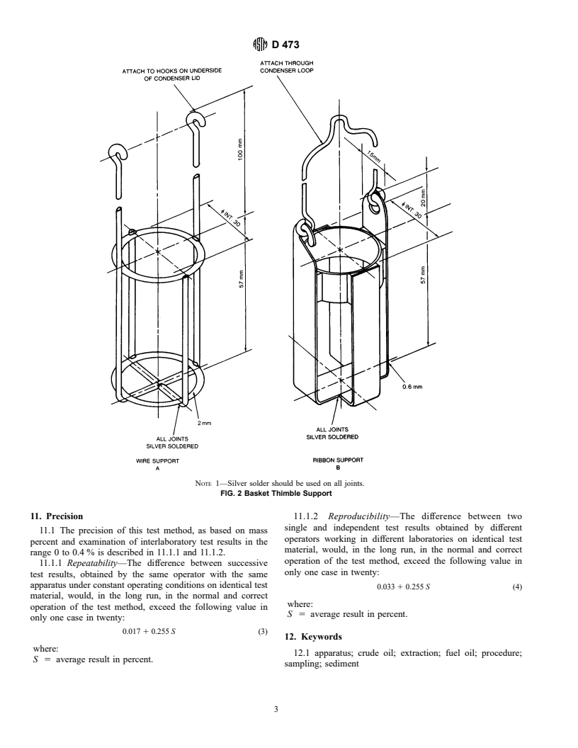 ASTM D473-81(1995)e2 - Standard Test Method for Sediment in Crude Oils and Fuel Oils by the Extraction Method