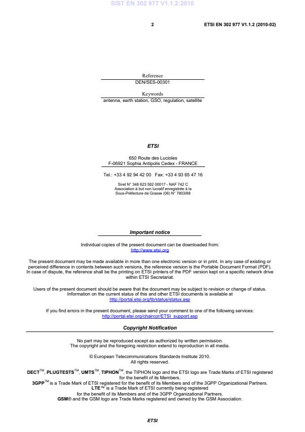 SIST EN 302 977 V1.1.2:2010 SIST EN 302 977 V1.1.2:2010 - Page 4 preview