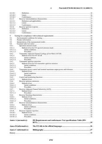 SIST EN 302 544-2 V1.1.1:2009 ETSI EN 302 544-2 V1.1.0 (2008-11) - Broadband Data Transmission Systems operating in the 2 500 MHz to 2 690 MHz frequency band; Part 2: TDD User Equipment Stations; Harmonized EN covering the essential requirements of article 3.2 of the R&TTE Directive - Page 4 preview
