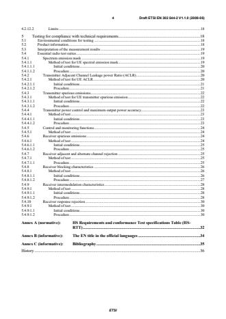 SIST EN 302 544-2 V1.1.1:2009 ETSI EN 302 544-2 V1.1.0 (2008-05) - Broadband Data Transmission Systems operating in the 2 500 MHz to 2 690 MHz frequency band; Part 2: TDD User Equipment Stations; Harmonized EN covering the essential requirements of article 3.2 of the R&TTE Directive - Page 4 preview