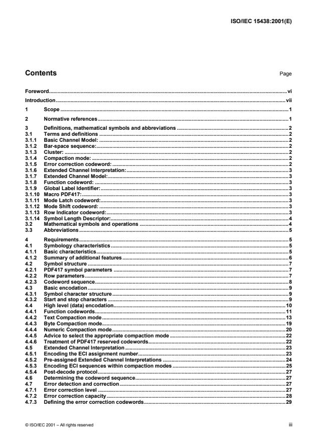 ISO/IEC 15438:2001 - Information technology -- Automatic identification and data capture techniques -- Bar code symbology specifications -- PDF417