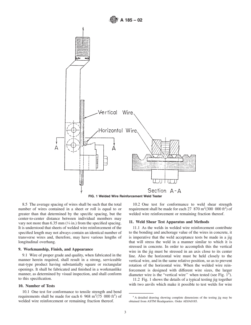 ASTM A185-02 - Standard Specification for Steel Welded Wire Reinforcement, Plain, for Concrete