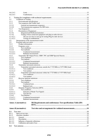 SIST EN 302 502 V1.2.1:2008 ETSI EN 302 502 V1.2.1 (2008-02) - Broadband Radio Access Networks (BRAN); 5,8 GHz fixed broadband data transmitting systems; Harmonized EN covering the essential requirements of article 3.2 of the R&TTE Directive - Page 4 preview
