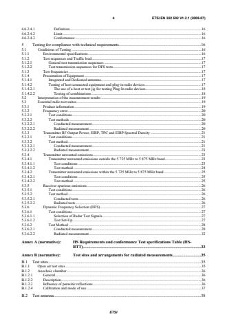 SIST EN 302 502 V1.2.1:2008 ETSI EN 302 502 V1.2.1 (2008-07) - Broadband Radio Access Networks (BRAN); 5,8 GHz fixed broadband data transmitting systems; Harmonized EN covering the essential requirements of article 3.2 of the R&TTE Directive - Page 4 preview