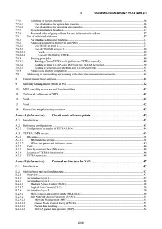 SIST EN 300 392-1 V1.4.1:2009 ETSI EN 300 392-1 V1.4.0 (2008-07) - Terrestrial Trunked Radio (TETRA); Voice plus Data (V+D); Part 1: General network design - Page 4 preview