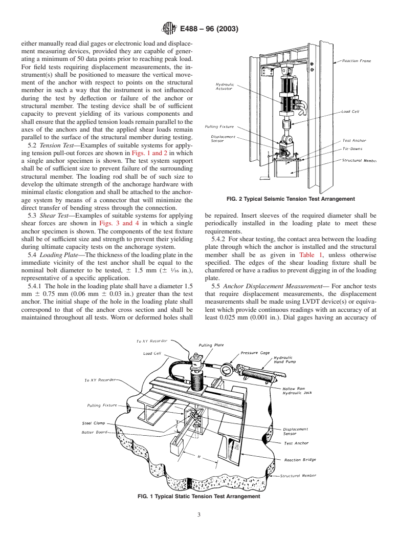 ASTM E488-96(2003) - Standard Test Methods for Strength of Anchors in Concrete and Masonry Elements