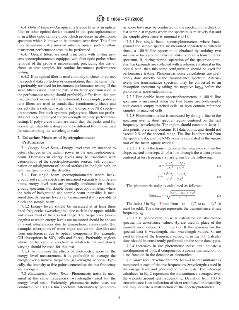 ASTM E1866-97(2002) - Standard Guide for Establishing Spectrophotometer Performance Tests