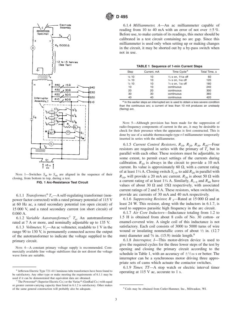 ASTM D495-99 - Standard Test Method for High-Voltage, Low-Current, Dry Arc Resistance of Solid Electrical Insulation