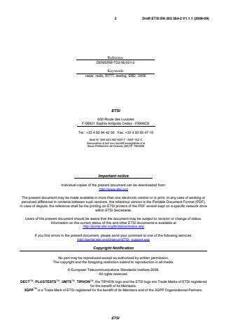 SIST EN 302 264-2 V1.1.1:2009 ETSI EN 302 264-2 V1.1.1 (2008-09) - Electromagnetic compatibility and Radio spectrum Matters (ERM); Short Range Devices; Road Transport and Traffic Telematics (RTTT); Short Range Radar equipment operating in the 77 GHz to 81 GHz band; Part 2: Harmonized EN covering the essential requirements of article 3.2 of the R&TTE Directive - Page 2 preview