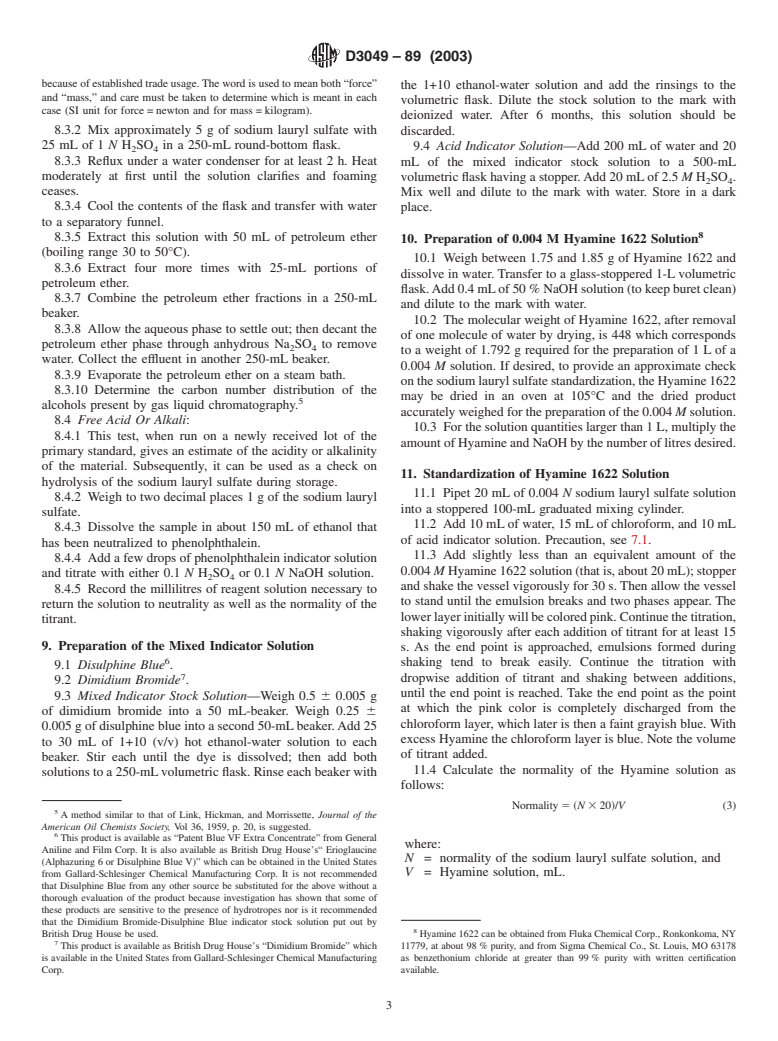 ASTM D3049-89(2003) - Standard Test Method for Synthetic Anionic Ingredient by Cationic Titration