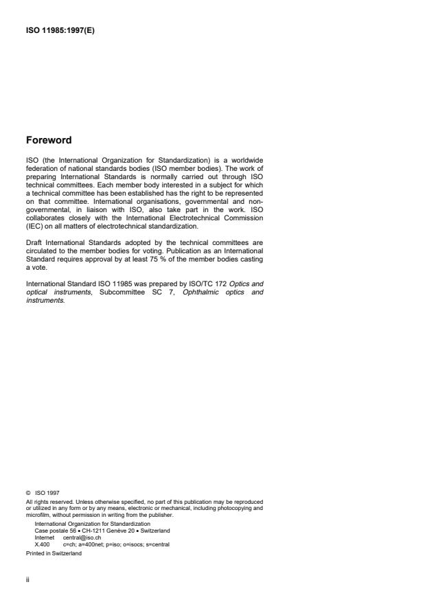 ISO 11985:1997 - Ophthalmic optics — Contact lenses — Ageing by