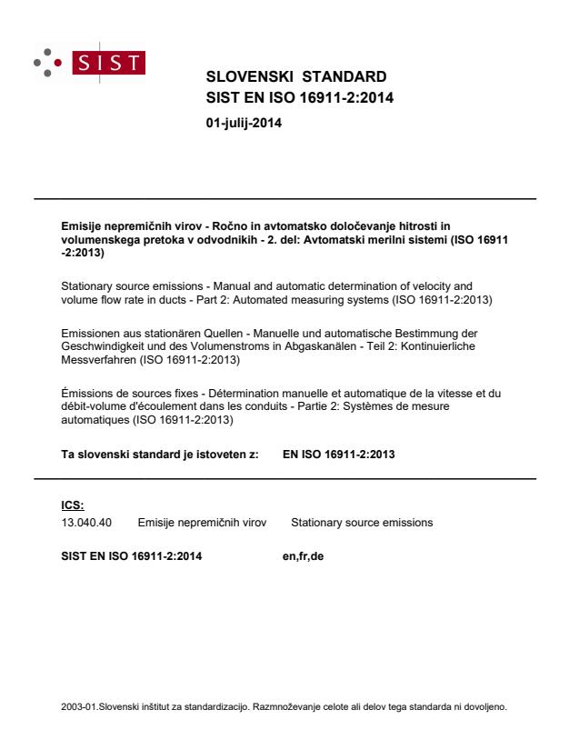 EN ISO 16911-2:2014 - BARVE