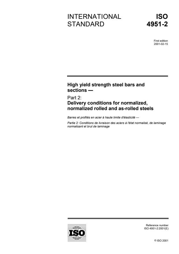 ISO 4951-2:2001 - High yield strength steel bars and sections