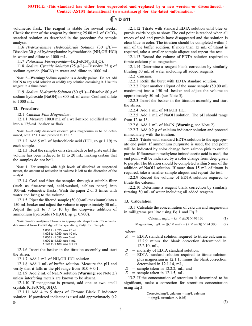 ASTM D511-93(1998) - Standard Test Methods for Calcium and Magnesium In Water