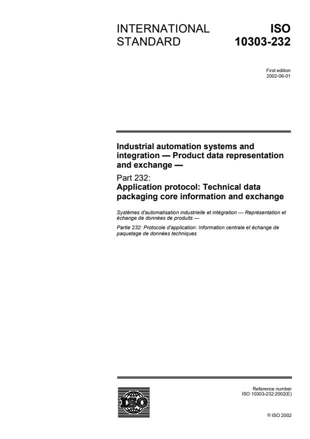 ISO 10303-232:2002 - Industrial automation systems and integration -- Product data representation and exchange