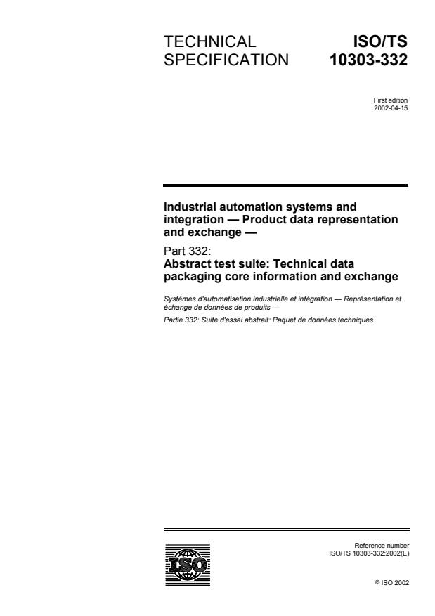 ISO/TS 10303-332:2002 - Industrial automation systems and integration -- Product data representation and exchange