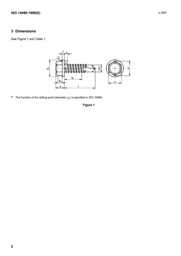 ISO 15480:1999 ISO 15480:1999 - Hexagon washer head drilling screws with tapping screw thread - Page 4 preview