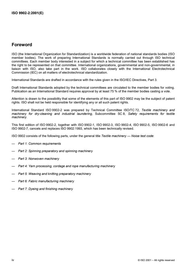 ISO 9902-2:2001 ISO 9902-2:2001 - Textile machinery -- Noise test code - Page 4 preview