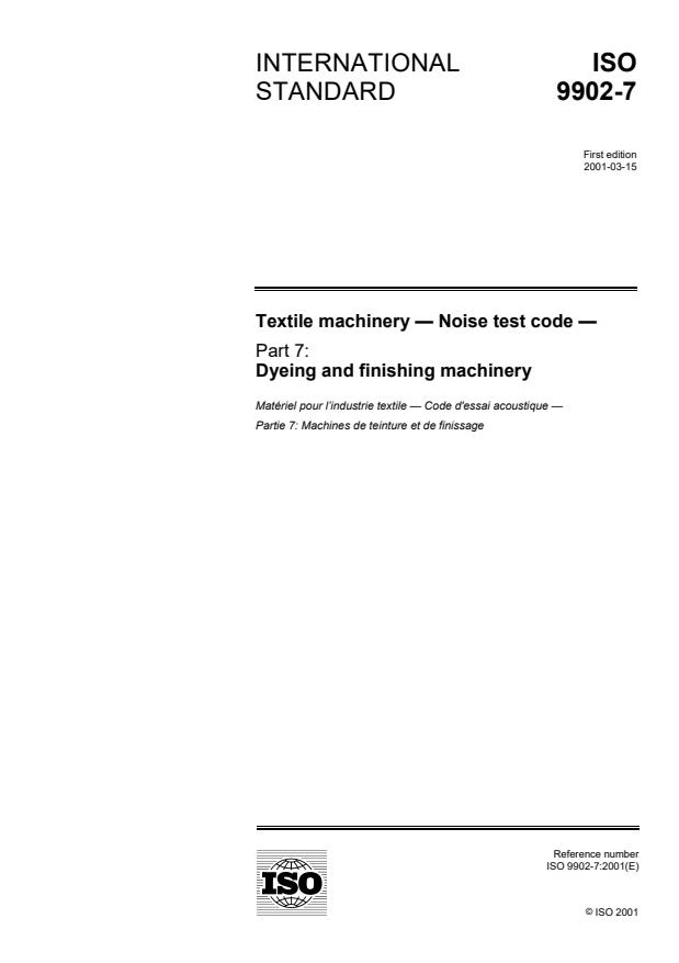 ISO 9902-7:2001 - Textile machinery -- Noise test code