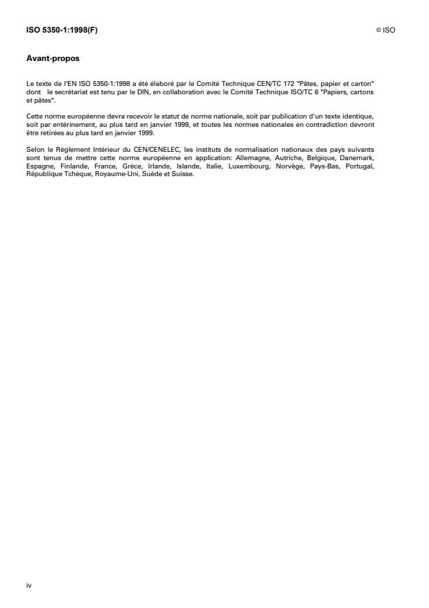 ISO 5350-1:1998 ISO 5350-1:1998 - Pâtes -- Estimation des impuretés et buchettes - Page 4 preview