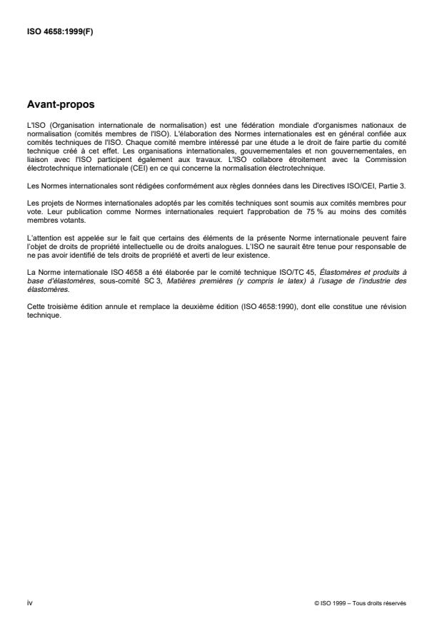 ISO 4658:1999 ISO 4658:1999 - Caoutchouc acrylonitrile-butadiene (NBR) -- Méthode d'évaluation - Page 4 preview