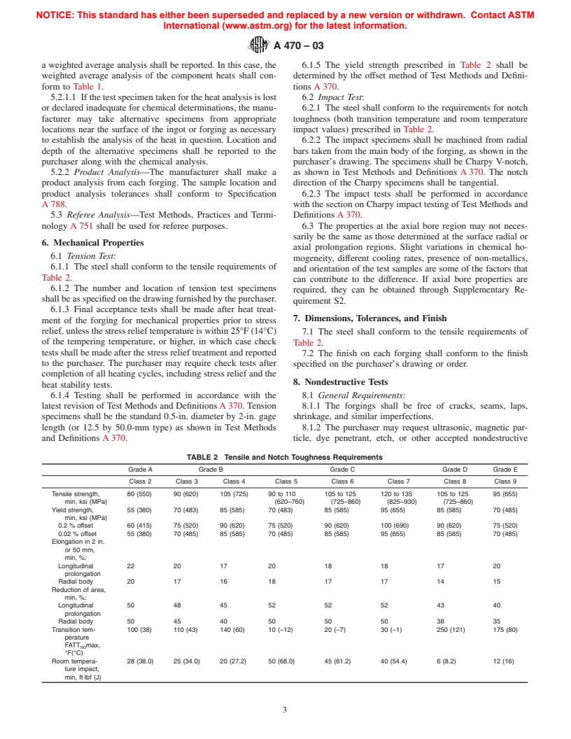 ASTM A470-03 - Standard Specification for Vacuum-Treated Carbon and Alloy Steel Forgings for Turbine Rotors and Shafts