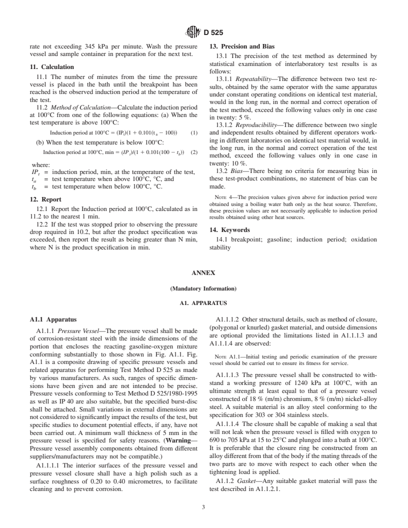 ASTM D525-01 - Standard Test Method for Oxidation Stability of Gasoline (Induction Period Method)