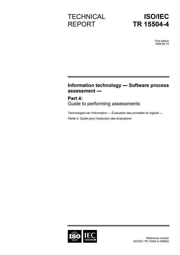 ISO/IEC TR 15504-4:1998 - Information technology -- Software process assessment