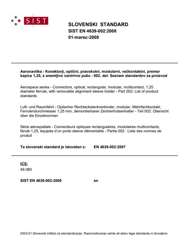 EN 4639-002:2007 EN 4639-002:2008 - Page 1 preview