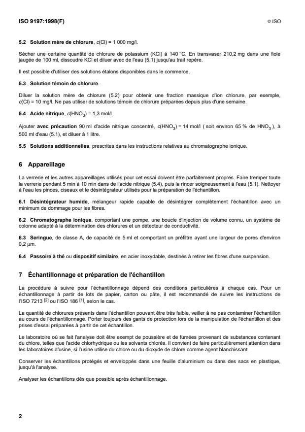ISO 9197:1998 ISO 9197:1998 - Papier, carton et pâtes -- Détermination des chlorures solubles dans l'eau - Page 4 preview
