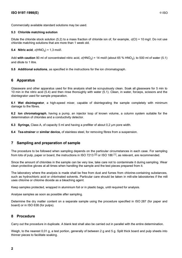 ISO 9197:1998 ISO 9197:1998 - Paper, board and pulps -- Determination of water-soluble chlorides - Page 4 preview