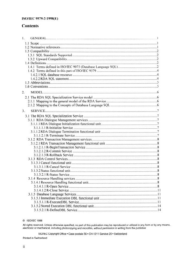 ISO/IEC 9579-2:1998 ISO/IEC 9579-2:1998 - Information technology -- Open Systems Interconnection -- Remote Database Access - Page 2 preview
