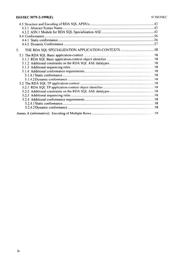 ISO/IEC 9579-2:1998 ISO/IEC 9579-2:1998 - Information technology -- Open Systems Interconnection -- Remote Database Access - Page 4 preview
