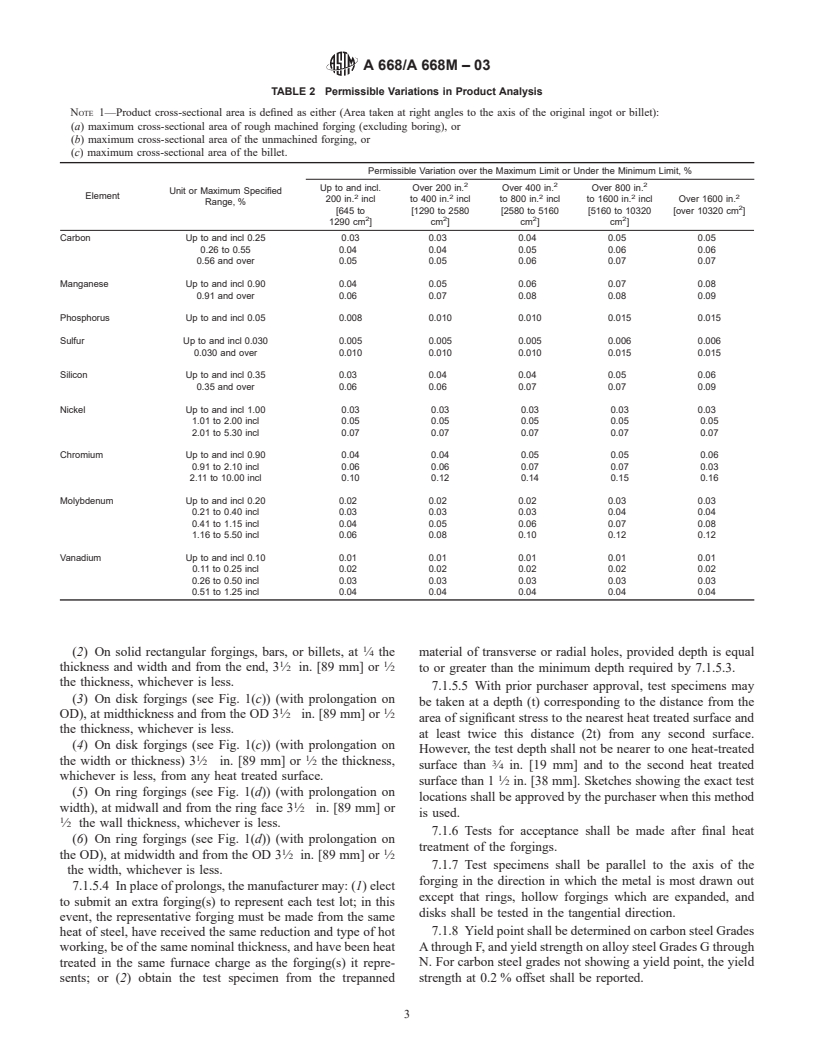 ASTM A668/A668M-03 - Standard Specification for Steel Forgings, Carbon and Alloy, for General Industrial Use