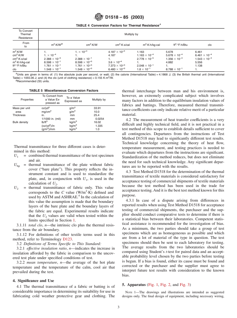 ASTM D1518-85(2003) - Standard Test Method for Thermal Transmittance of Textile Materials