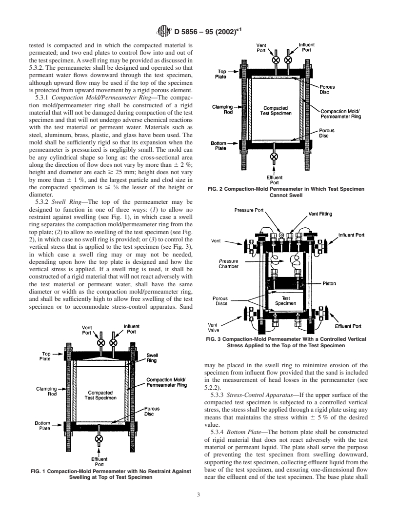 ASTM D5856-95(2002)e1 - Standard Test Method for Measurement of Hydraulic Conductivity of Porous Material Using a Rigid-Wall, Compaction-Mold Permeameter