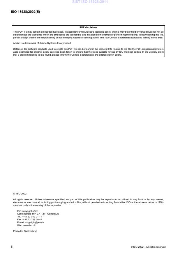 ISO 18928:2002 ISO 18928:2011 - Page 4 preview