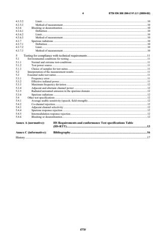 SIST EN 300 296-2 V1.2.1:2009 ETSI EN 300 296-2 V1.2.1 (2009-02) - Electromagnetic compatibility and Radio spectrum Matters (ERM); Land Mobile Service; Radio equipment using integral antennas intended primarily for analogue speech; Part 2: Harmonized EN covering essential requirements under article 3.2 of the R&TTE Directive - Page 4 preview