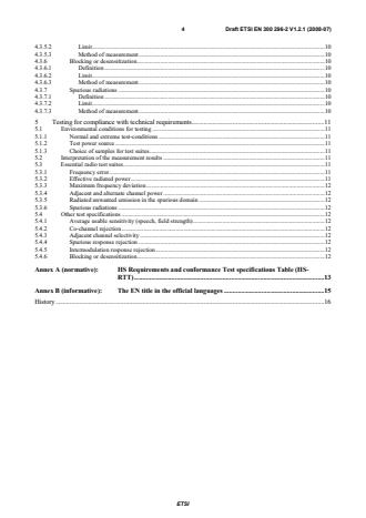 SIST EN 300 296-2 V1.2.1:2009 ETSI EN 300 296-2 V1.2.1 (2008-07) - Electromagnetic compatibility and Radio spectrum Matters (ERM); Land Mobile Service; Radio equipment using integral antennas intended primarily for analogue speech; Part 2: Harmonized EN covering essential requirements under article 3.2 of the R&TTE Directive - Page 4 preview