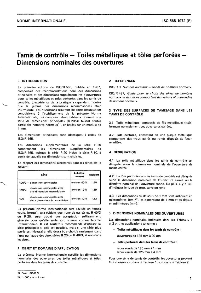 ISO 565:1972 - Title missing - Legacy paper document
Released:1/1/1972