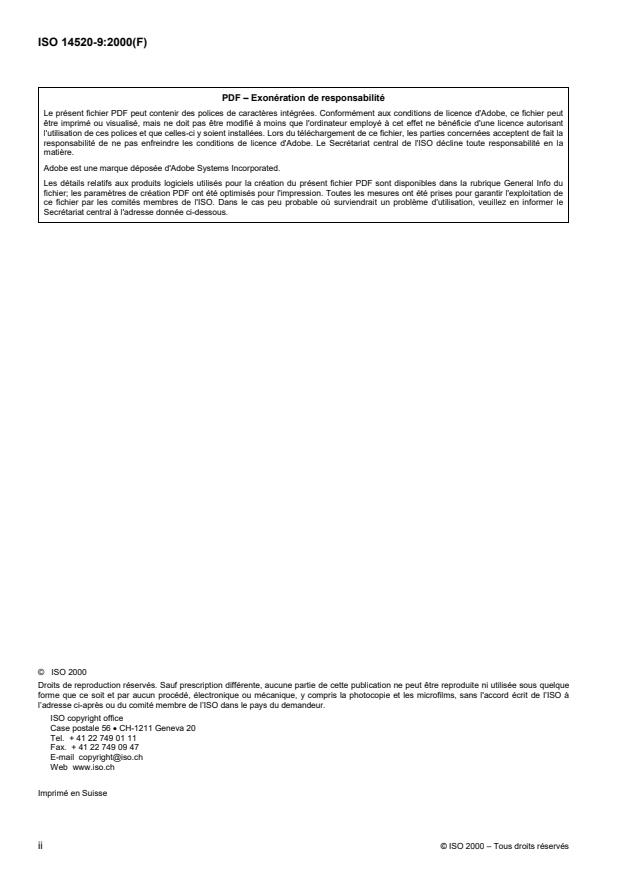 ISO 14520-9:2000 ISO 14520-9:2000 - Systemes d'extinction d'incendie utilisant des agents gazeux -- Propriétés physiques et conception des systemes - Page 2 preview