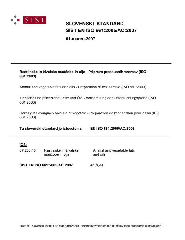 EN ISO 661:2005/AC:2007