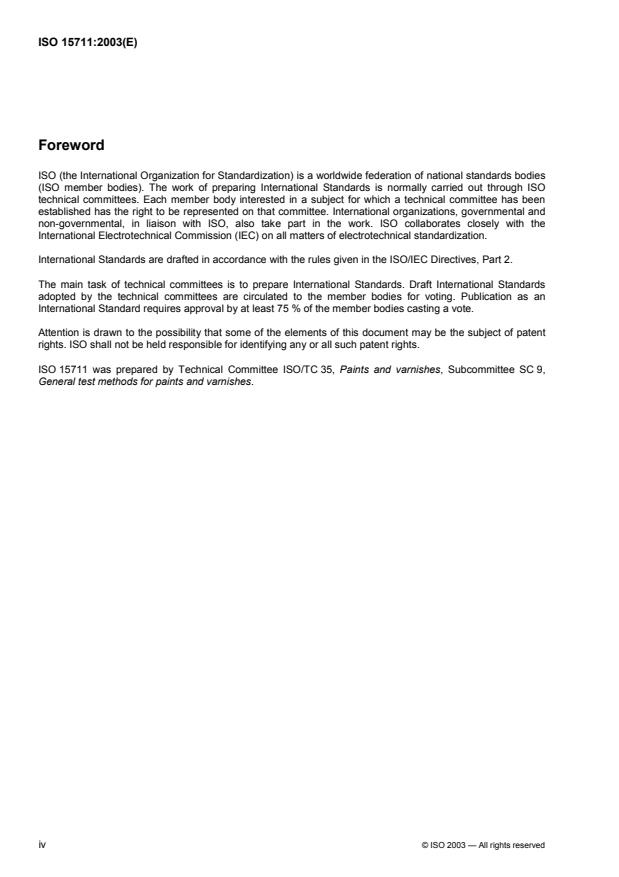 ISO 15711:2003 ISO 15711:2003 - Paints and varnishes -- Determination of resistance to cathodic disbonding of coatings exposed to sea water - Page 4 preview