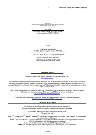 SIST EN 301 908-2 V4.2.1:2010 ETSI EN 301 908-2 V4.1.1 (2009-04) - Electromagnetic compatibility and Radio spectrum Matters (ERM); Base Stations (BS), Repeaters and User Equipment (UE) for IMT-2000 Third-Generation cellular networks; Part 2: Harmonized EN for IMT-2000, CDMA Direct Spread (UTRA FDD and E-UTRA FDD) (UE) covering the essential requirements of article 3.2 of the R&TTE Directive - Page 2 preview