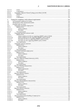 SIST EN 301 908-2 V4.2.1:2010 ETSI EN 301 908-2 V4.1.1 (2009-04) - Electromagnetic compatibility and Radio spectrum Matters (ERM); Base Stations (BS), Repeaters and User Equipment (UE) for IMT-2000 Third-Generation cellular networks; Part 2: Harmonized EN for IMT-2000, CDMA Direct Spread (UTRA FDD and E-UTRA FDD) (UE) covering the essential requirements of article 3.2 of the R&TTE Directive - Page 4 preview
