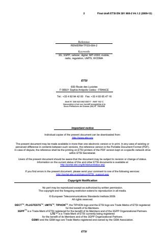 SIST EN 301 908-2 V4.2.1:2010 ETSI EN 301 908-2 V4.1.2 (2009-12) - Electromagnetic compatibility and Radio spectrum Matters (ERM); Base Stations (BS), Repeaters and User Equipment (UE) for IMT-2000 Third-Generation cellular networks; Part 2: Harmonized EN for IMT-2000, CDMA Direct Spread (UTRA FDD and E-UTRA FDD) (UE) covering the essential requirements of article 3.2 of the R&TTE Directive - Page 2 preview